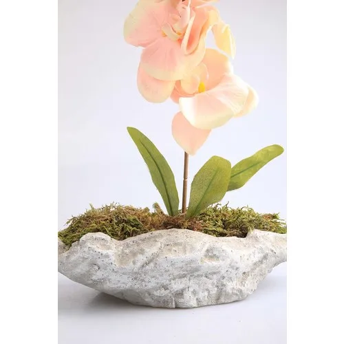 Kibrithane Flower Artificial Flower Concrete Flower Pot Mini Salmon Fabric Orchid KC00200791