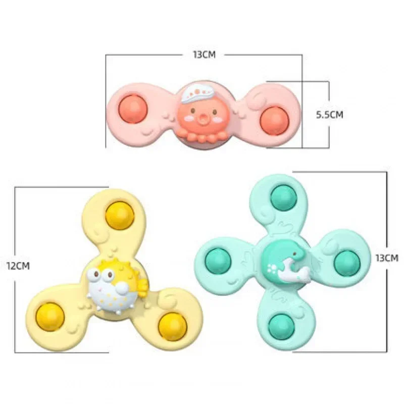 3 Pieces/Set Of Baby Shower Toys Fun Shower Suction Cups Rotating Suction Cups Cartoon Children\'s Education Toys Boy Gift