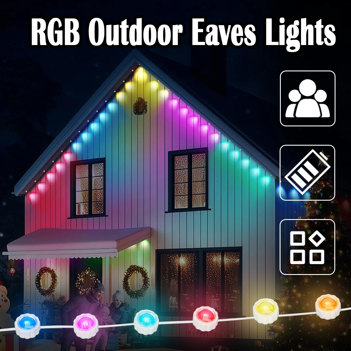 Bluetooth/WIFI Eaves Lights USB US Plug Decoration String Permanent Decorative 24V/5V Lighting Outdoor Light Remote Strings Home