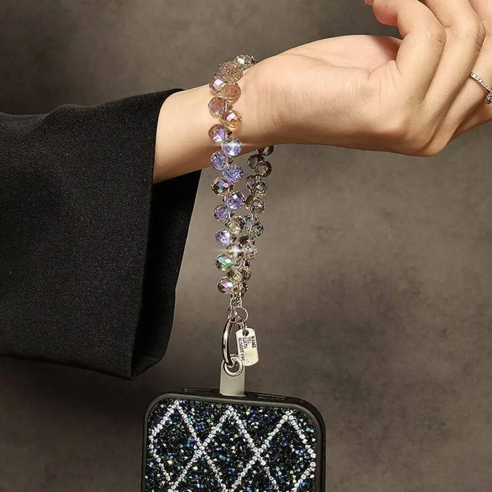 Stylish Glitter Crystal Bead Pendant Detachable Transparent Crystal Bead Keychain Colorful Wrist Crystal Chain for Women Girls