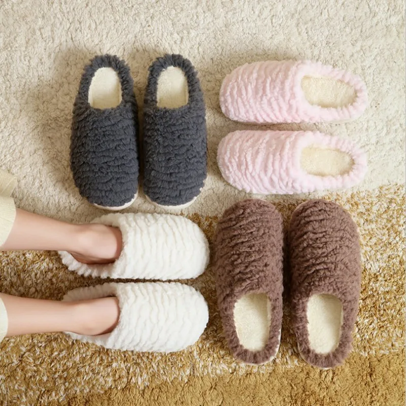 2026 Winter New Unisex Home Fluffy Slippers Soft Lightweight Anti Slip Comfortable Indoor Women's Slippers Cotton Shoes for Man