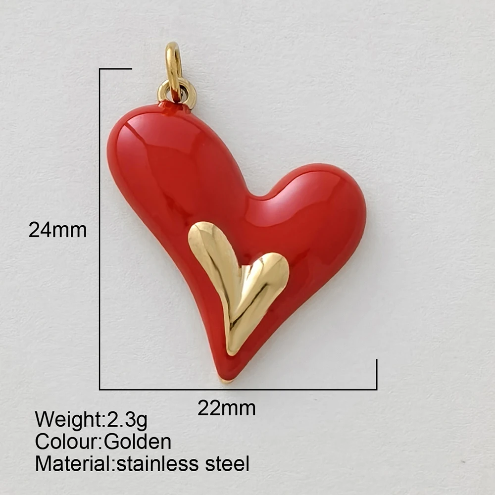 Y2K style enamel heart-shaped pendant stainless steel gold color charms DIY keychain necklace women's jewelry Thanksgiving gift