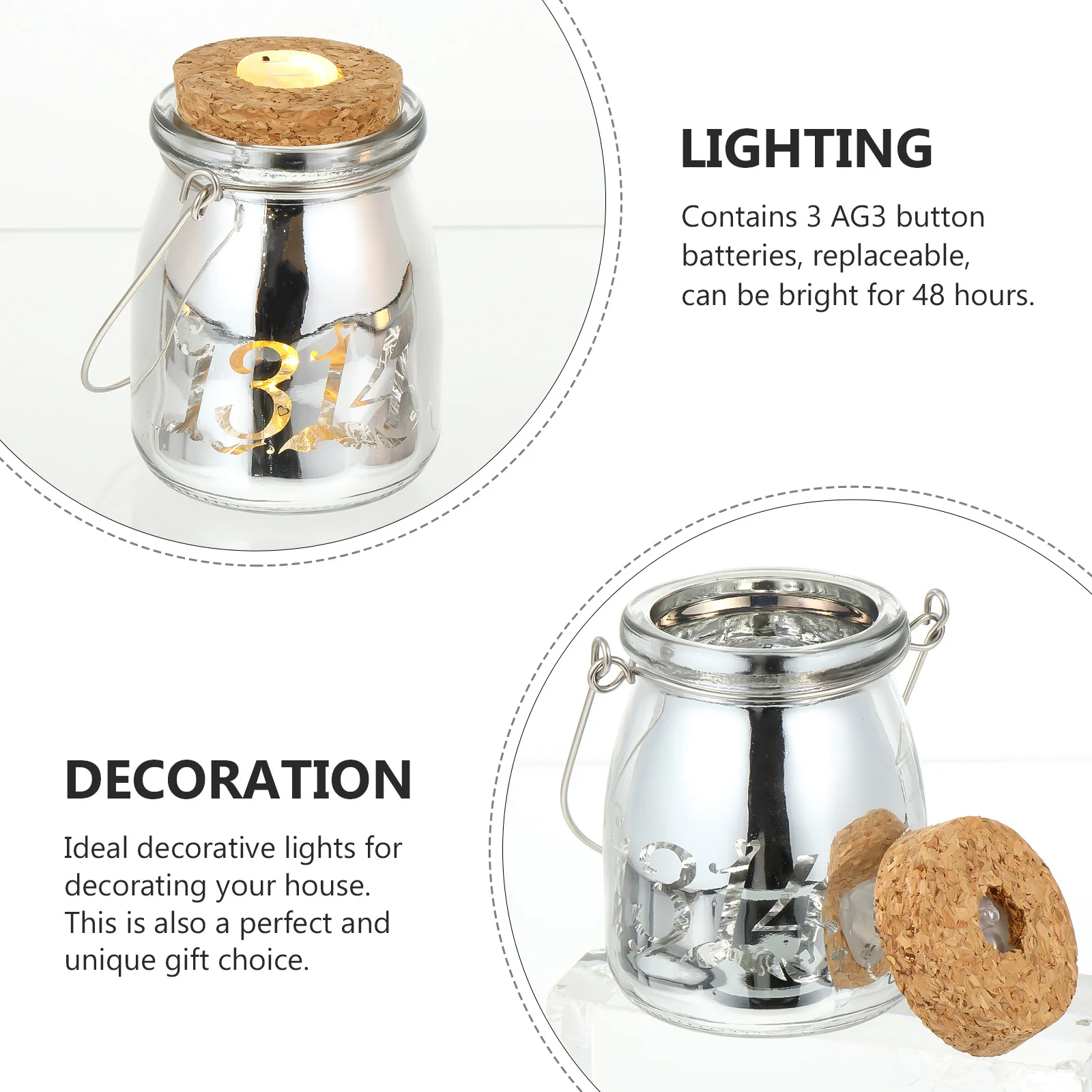 

1Pcs Glass Jar Bottle Decorative LED Bottle Romantic Night Party Home Gift Jar Creative