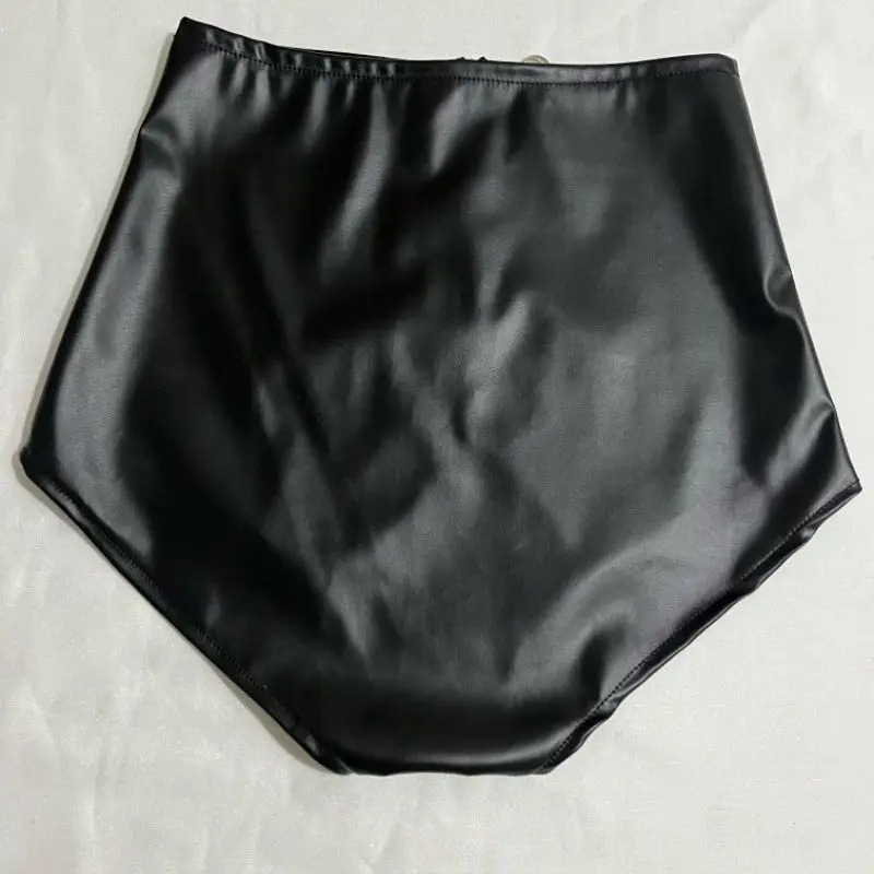 Pantaloncini a vita alta neri in pelle PU sexy estiva da donna Pantaloni da ballo lucidi per palcoscenico taglie forti