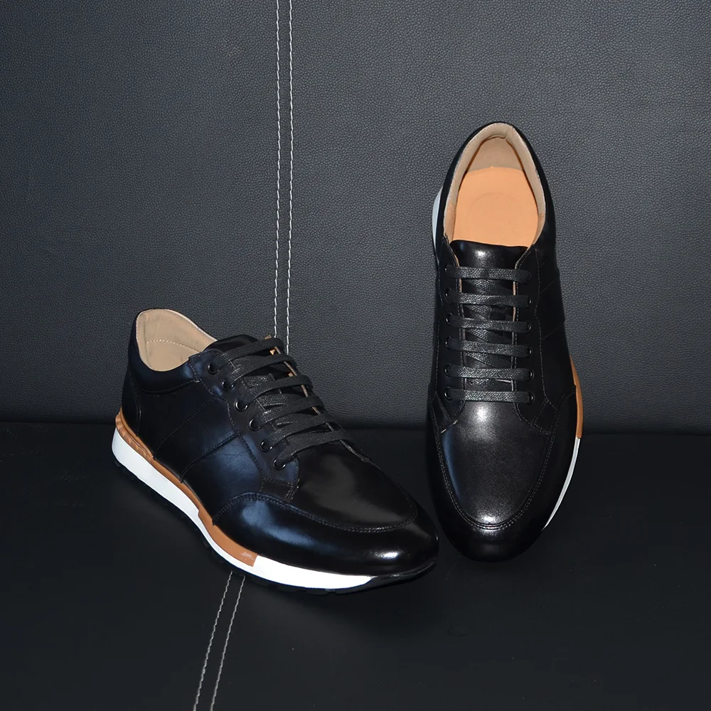 Original Men's Casual Sneakers Genuine Leather Brown Black Fashion Sport Walk Mens Shoes Lace-up Flat Derby Shoes for Man