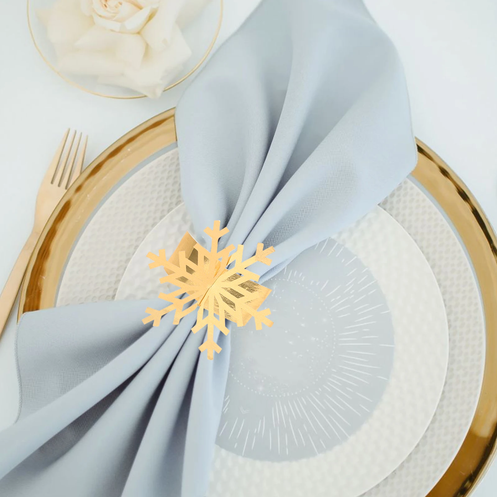 

25 Pcs Party Snowflake Napkin Buckle Decorative Holders Other Wedding Supplies Flocking