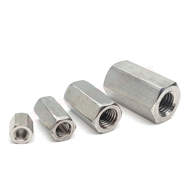 M8 M10 M12 M14 M16 Fine Thread 304 Stainless Steel Hexagonal Extension Nut Coupling Nut Stud Standoff Connector Joint Sleeve