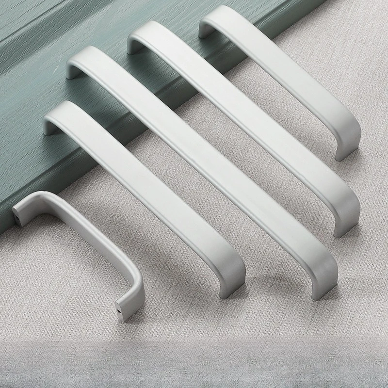 Modern Simple Furniture Handles Silver Handles for Wardrobe and Drawer Dresser Aluminium Alloy Kitchen Cabinet Drawer Handles