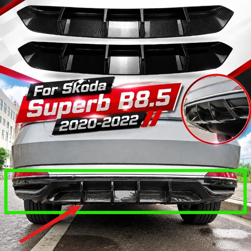 Car Rear Bumper For Skoda Superb B8.5 2020 2021 2022 Rear Lip Spoiler Diffuser Splitter Body Kits Auto Exterior Accessories