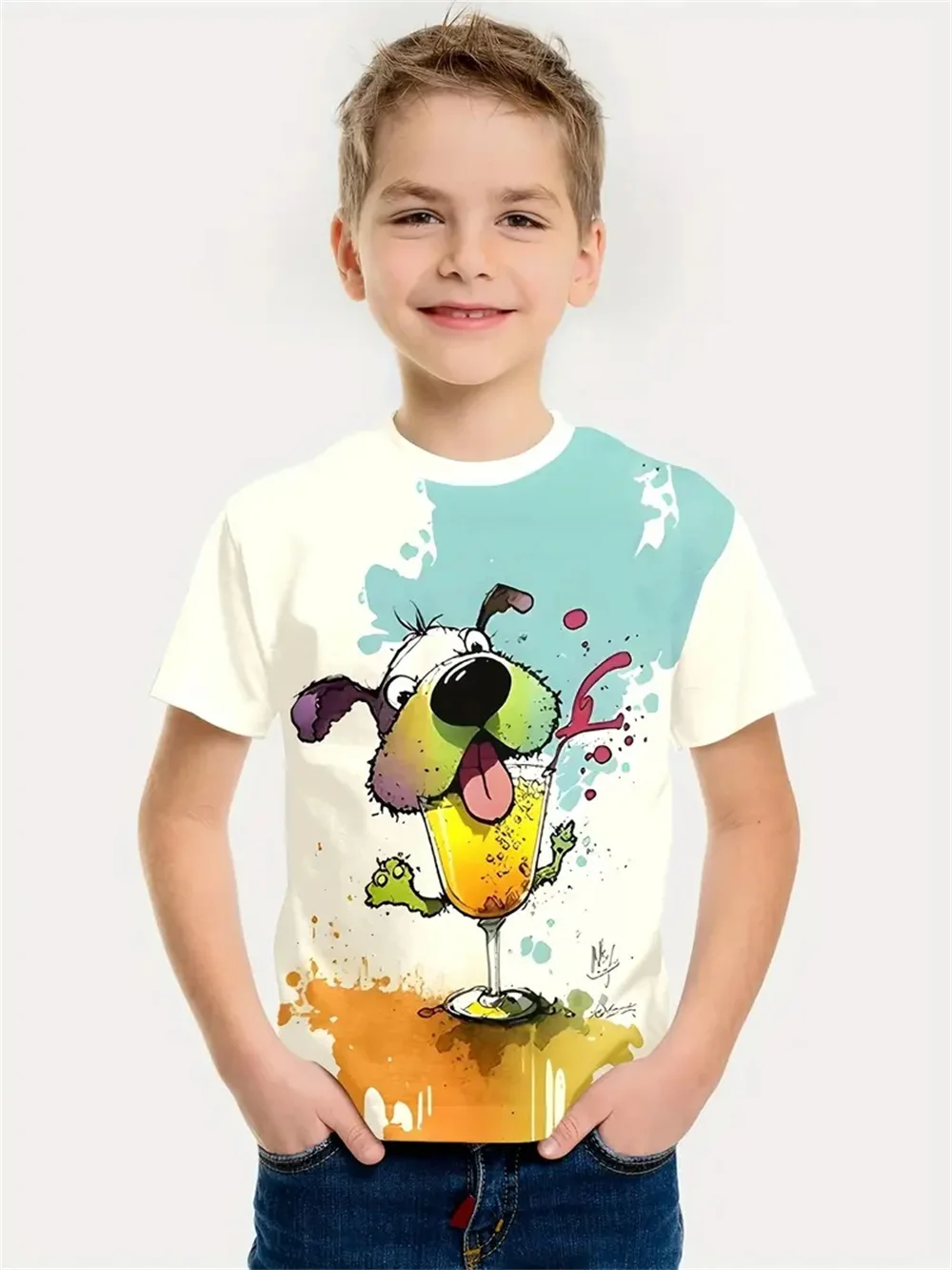 

Funny Animal Cartoon Baby T-Shirts Casual Daily Boy Clothes Top Tee Casual Short Sleeve New Animal 3d Print Cool Boys Clothing