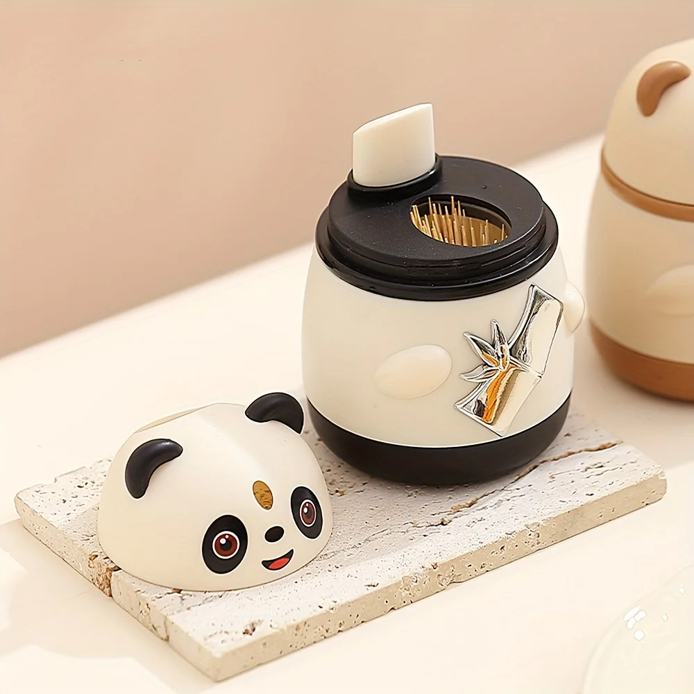 2026 Panda Cat Toothpick Box – automatic pop-up, Guochao cartoon design. Fun Christmas desk gift!