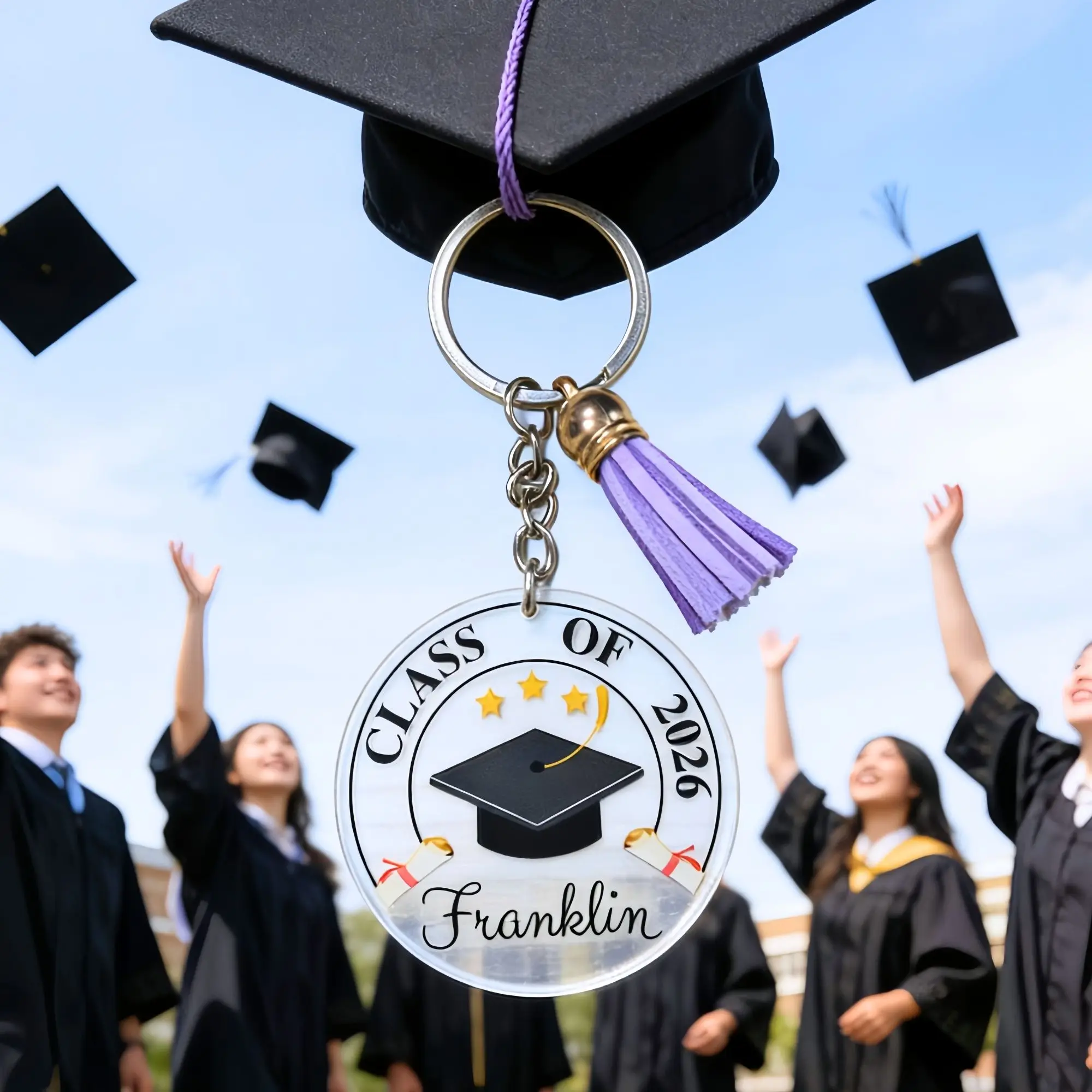 Custom Name Keychain, Graduation Gift
