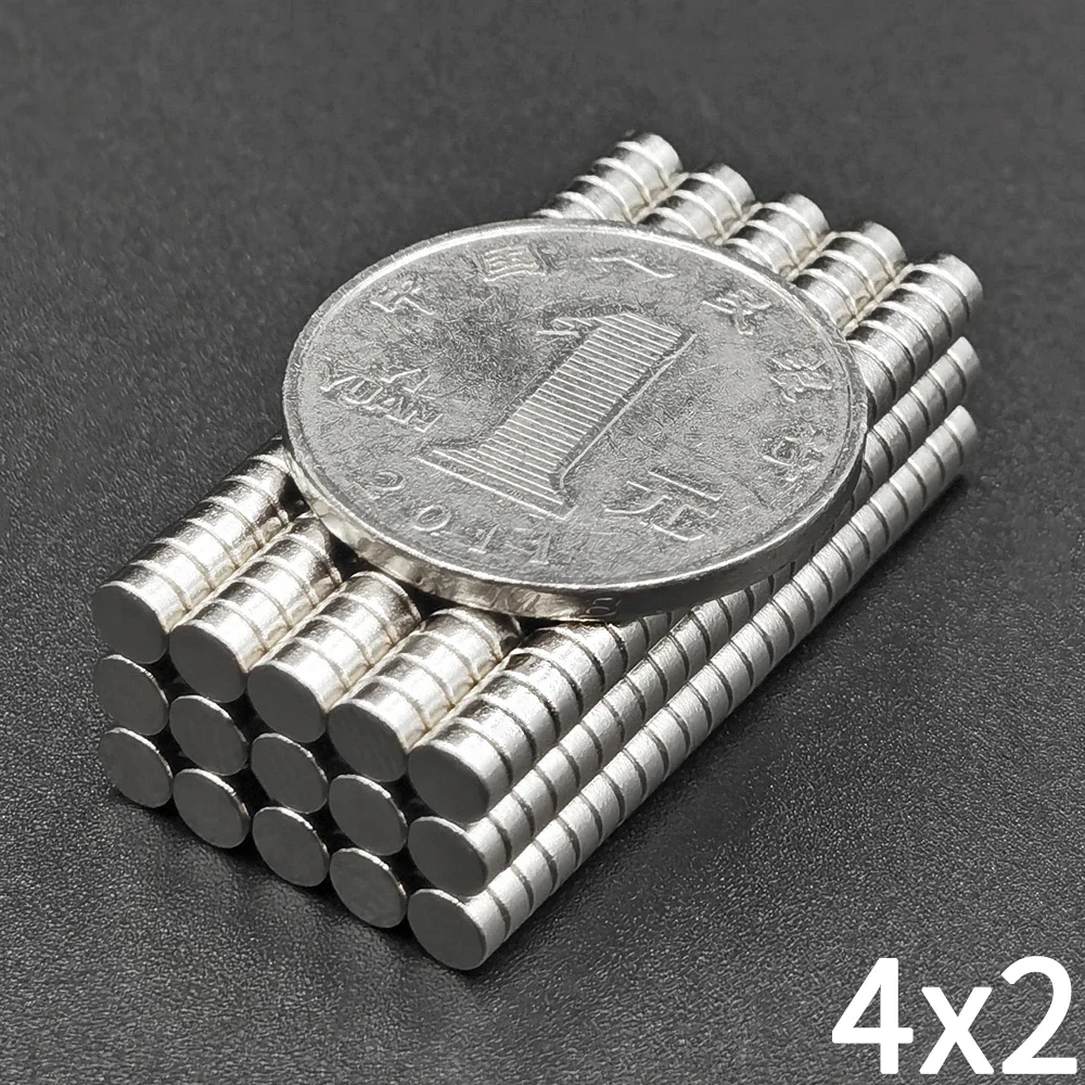 10-1000Pcs 4x2mm Small Magnet 4mm X 2mm Round Super Powerful Strong Permanent Magnetic Disc for Fridge 4x2mm for Fridge, DIY