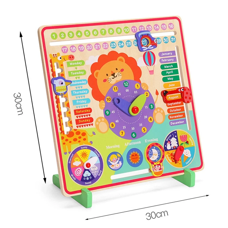 Calendrier météo en bois pour enfants, horloge, temps, leone, nition, jouets pour enfants d'âge alth, fuchsia, aides