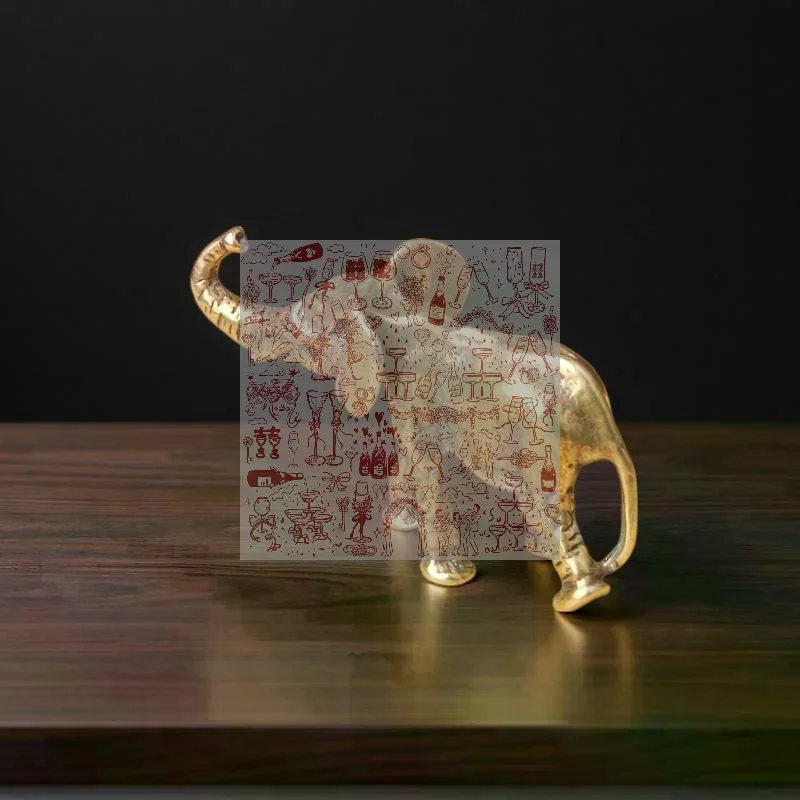 Zinc Alloy Elephant Figurine Handcrafted Vintage Texture Lucky Trunk Up Perfect For Home Office Decoration