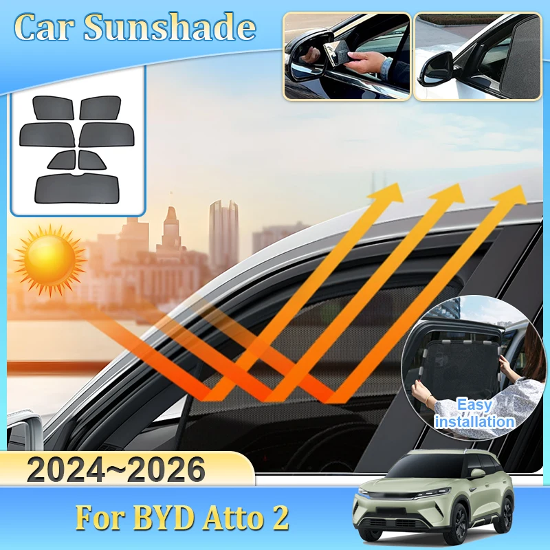 

Для BYD Yuan Up Atto 2 2024 2025 2026 S1 Pro сетчатый солнцезащитный козырек автомобильный магнитный солнцезащитный козырек с защитой от УФ-лучей, инструменты для автоаксессуаров