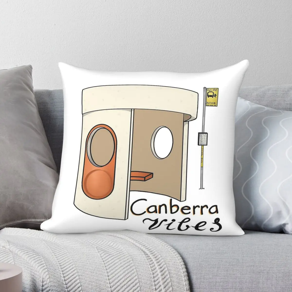 Canberra Bus Station Vibes Square Pillowcase Polyester Linen Velvet Creative Zip Decorative Home Cushion Cover