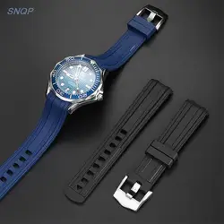 Strap for Omega SEAMASTER 300 PLANET OCEAN Curved End Rubber Silicone Watch Band Stainless Steel Pin Buckle Bracelet 20mm 22mm