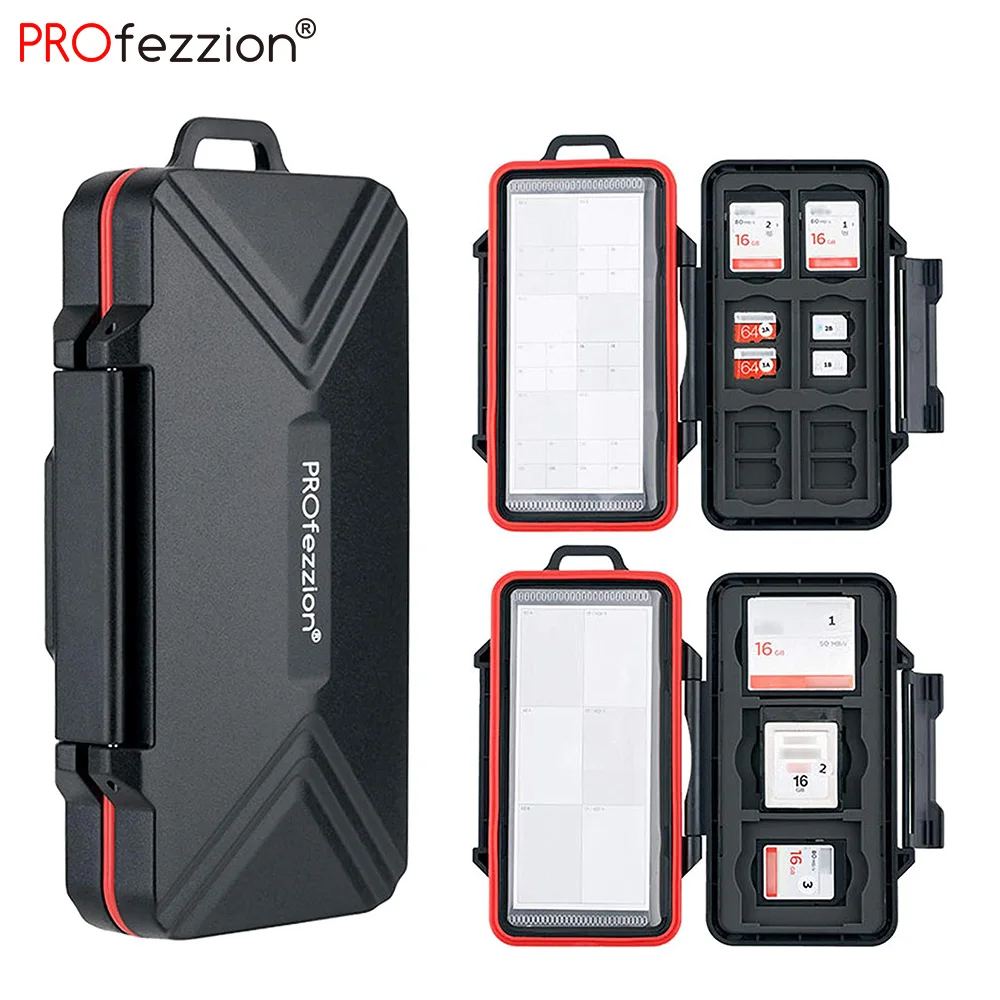 PROfezzion 48 Slots Universal Weatherproof Memory Card Carrying Case for SD/Micro SD/TF/Nano SIM/HUAWEI NM/XQD/CF Cards