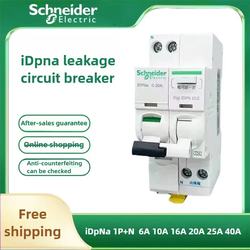 Schneider Electric MCB iDPNa 1P+N Mini Circuit Breaker 30mA Leakage Protection Vigi iDPN ELE 6A-40A for Electrical Safety