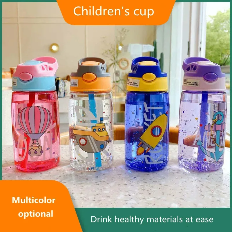 480Ml Kids Cartoon Sippy Cup Water Bottles Creative Feeding Cups with Straws and Lids Spill Proof Portable Toddlers Drinkware