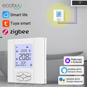 Tuya Zigbee Thermostat for Water Gas Boiler Smart Heating Battery Floor Heating Controller Alexa Google Home Assistant Alice