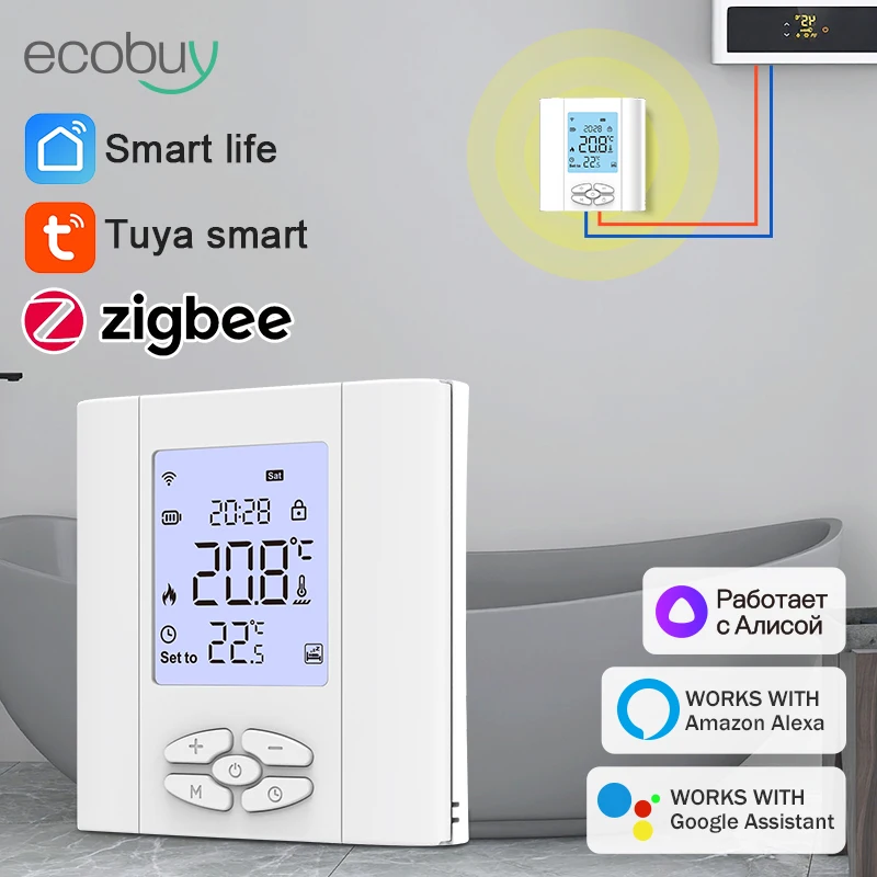 Imagem -03 - Termostato Inteligente Tuya Zigbee Alimentado por Bateria para Água Caldeira a Gás Wifi Controlador de Temperatura sem Fio Voz Alexagoogle Home