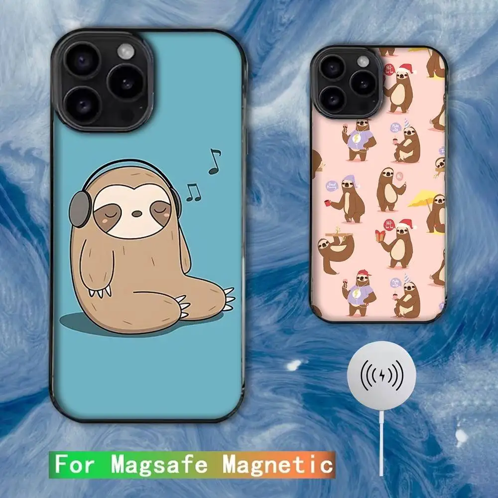 

Cartoon Cute Sloth Phone Case For iPhone 16e,16,15,14,13,12,11,Plus,Pro,Max,Mini Magsafe Magnetic Wireless Charging