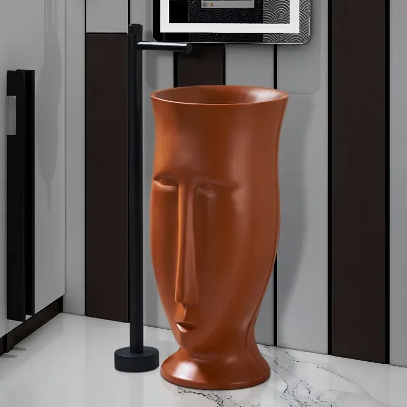 Modern Freestanding Artificial Stone Basin Sink Waterproof Bathroom Washbasin With Drain For Hotel Villa Home Decor Easy