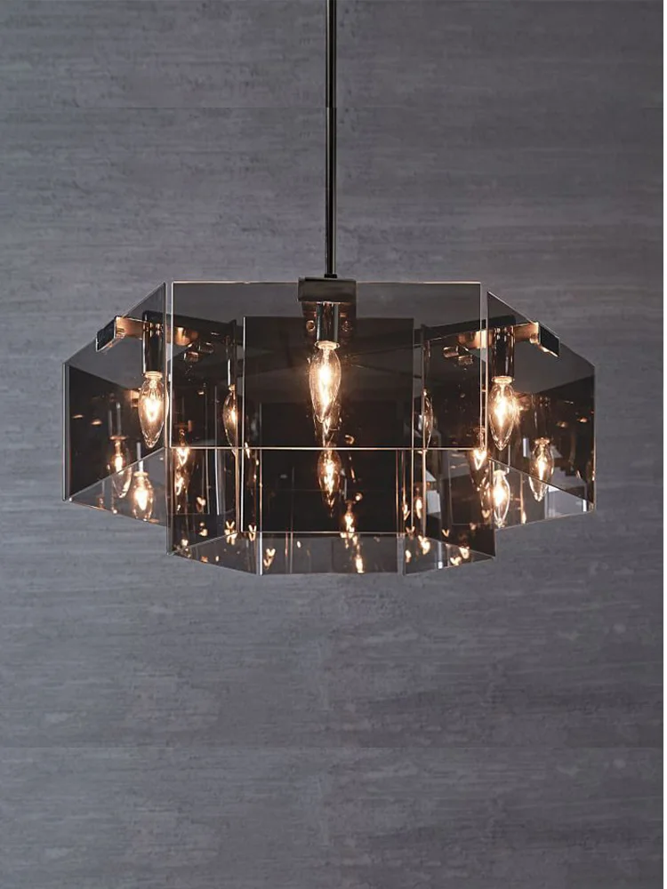 

Nordic modern minimalist glass chandelier black creative living room master bedroom dining room designer lamp