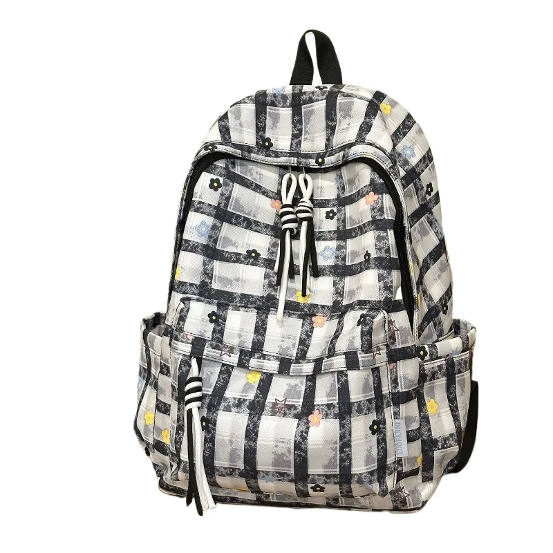 Plaid Backpack High-value Girl Versatile Niche Junior High School Student Schoolbag Large-capacity High School Student Backpack
