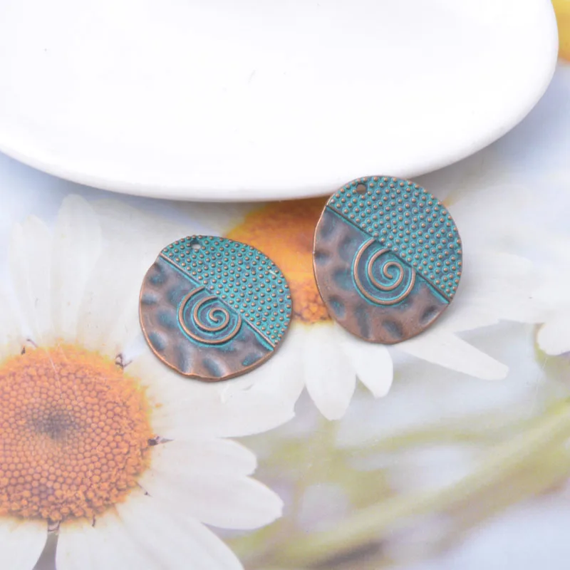 10 Stück Vintage-Stil Antiksilberfarbene Wirbelblumen Runde Anhänger Metallanhänger DIY Ohrringe Damen Schmuck – Detail 11