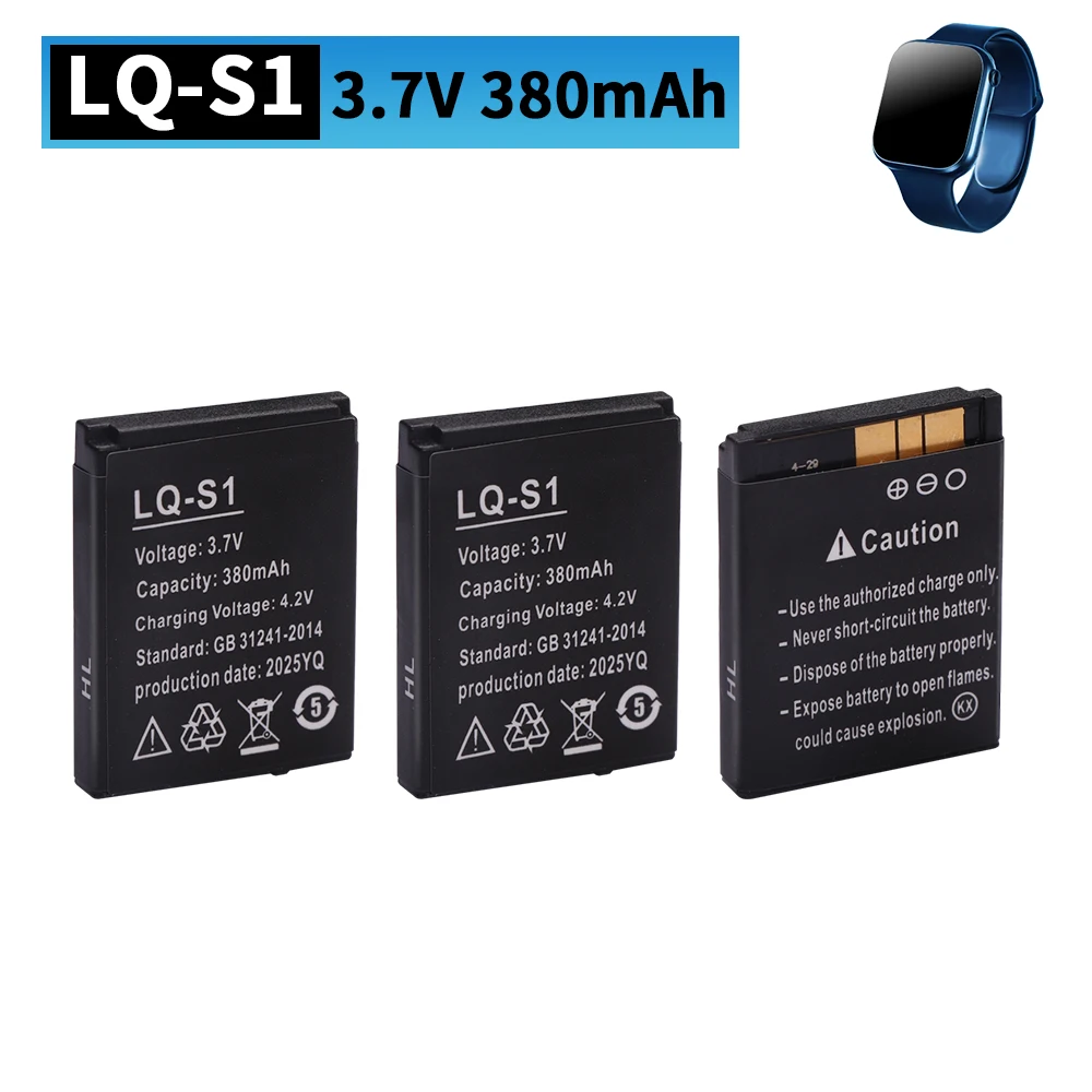 LQ-S1 3.7V 380mAh Smart Watch Battery lithium Rechargeable Battery For Smart Watch QW09 DZ09 W8 Universal Watch Battery