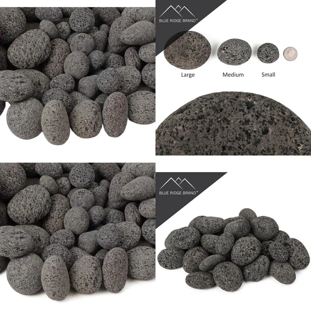 

50-фунтовые галтованные черно-серые лавовые камни - 1 тонна вулканических камней для ландшафтного дизайна и декора
