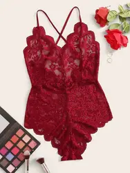 Sexy Lingerie for Women Lace Teddy Lingerie Snap Crotch Bodysuit