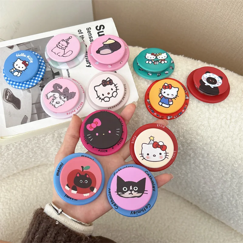 Cute Cartoon Hello Kitty For Magsafe Magnetic Phone Griptok Grip Tok Stand For iPhone Foldable Smooth Holder Case