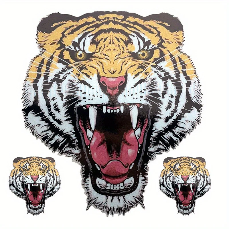 

1 компл. 3-размерные наклейки с ревущей головой тигра — высококачественный винил для ноутбука, телефона и автомобиля — съемный свирепый декор
