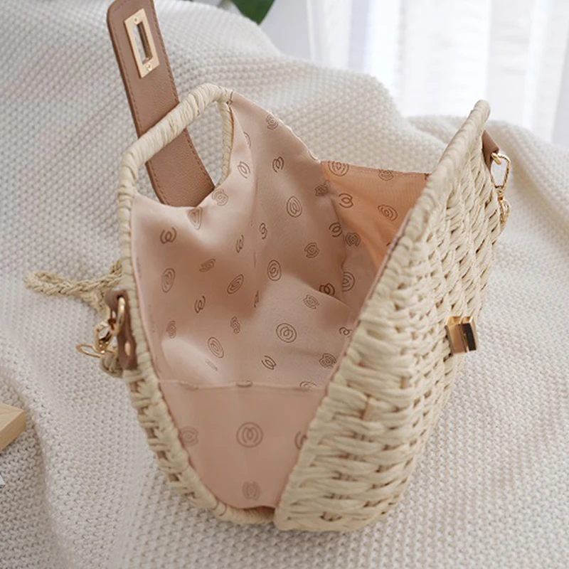 NEW Straw Crossbody Bag Women Elegant Fashion Straw Woven Rattan Bag Straw Rope Crossbody Sling Bag Shoulder Bag Beach Bag