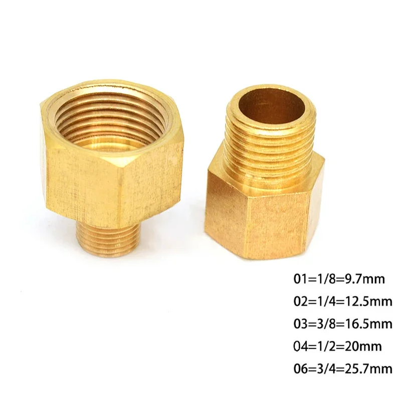 Conectores de tubería de latón de rosca macho a hembra, adaptador de acoplador de latón, accesorio roscado de 1/8 \