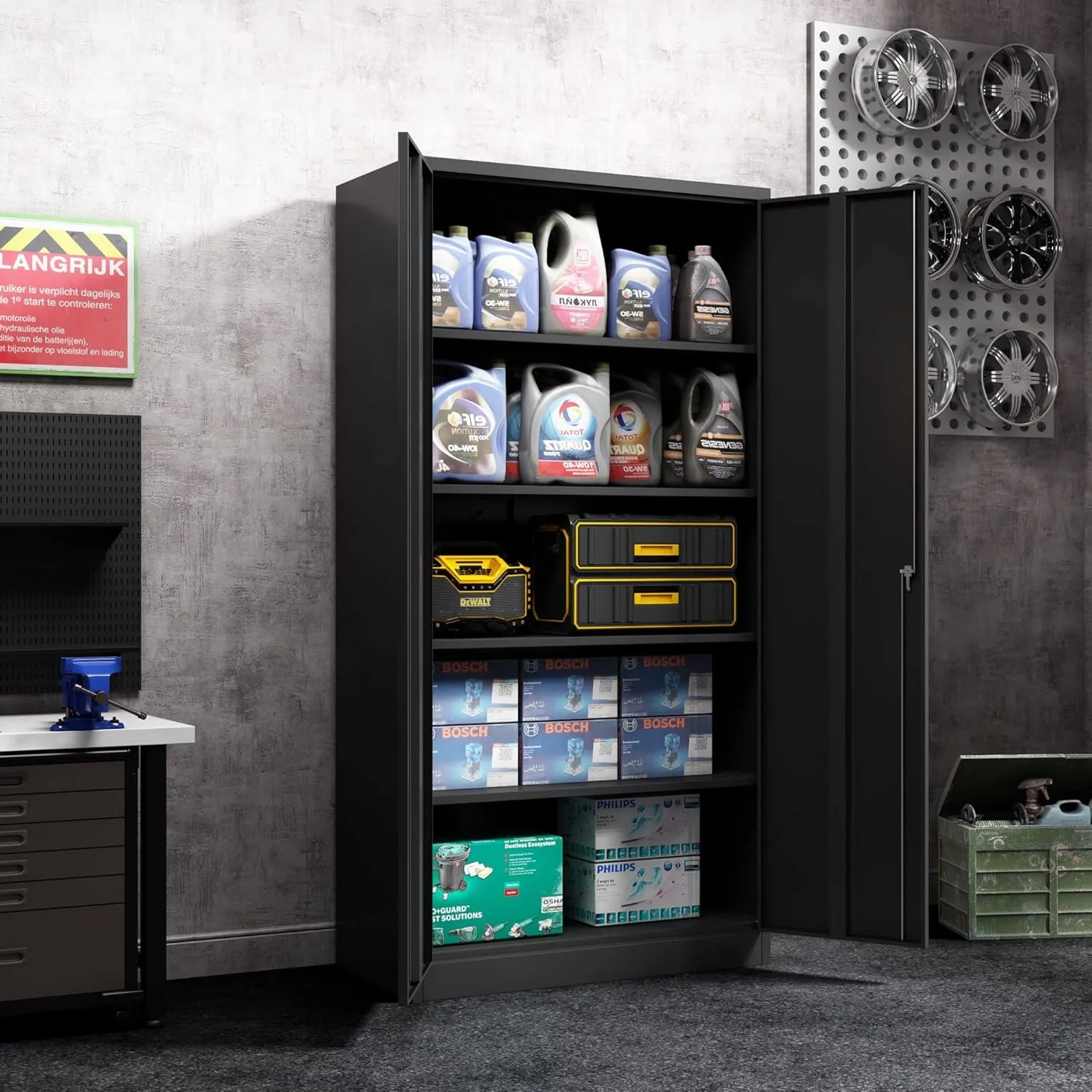 Metal Garage Storage Cabinet , 72