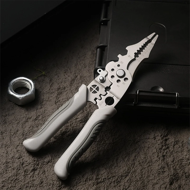 Exceptional Non-Slip Wire Stripper and Cable Cutter Pliers, Multi-Use Electrical Decrustation and Pulling Tools.