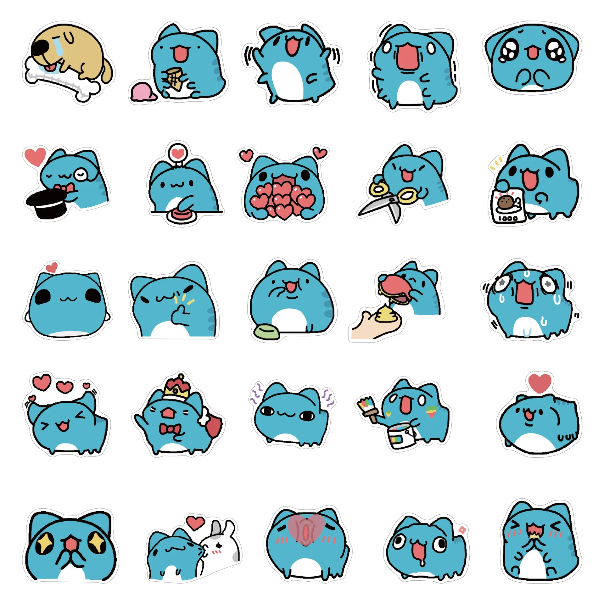 10/60PCS Cute Blue Bobo Meme Graffiti Sticker Capoo Cat Animal Cartoon Decal Notebook Phone Cup Guitar Fridge Waterproof Sticker view 4