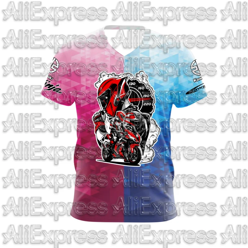 

MOTO 2025 Summer New Men's Motorcycle T-shirt Kawasaki Logo 3D Printed Casual Short Sleeve Breathable T-shirt Fashionable Trend