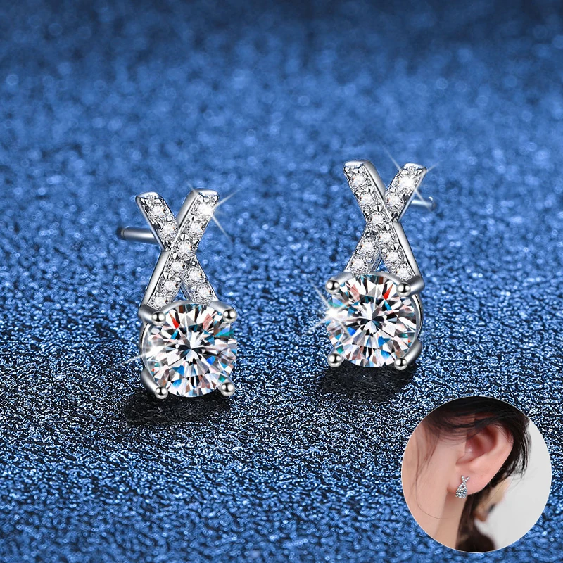 

Apaison 5 mm Real Moissanite Stud Earrings For Women Fine Jewelry 100% 925 Sterling Silver Ear Studs Ladies Gifts Wholesale