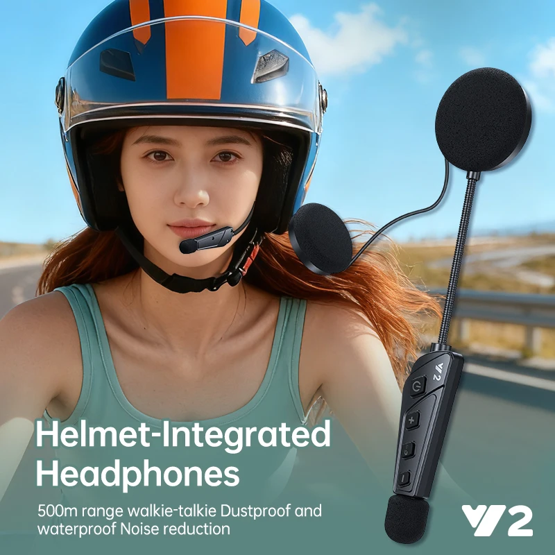 Y2 Bluetooth 6.0 Motorradhelm-Headset Intercom Kabelloses Fahrkopfhörer-System Störungsfreies Motorrad-Freisprechsystem Ski-Ohrhörer