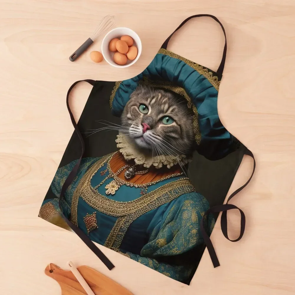 

Anthropomorphic cat wearing clothing from the middle ages Apron waiter Womens Dresses Apron