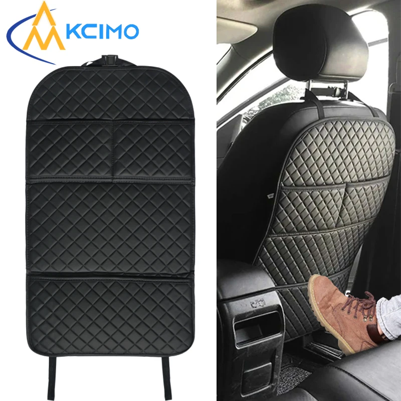 

PU Leather Car Anti-Kick Pad with Organizer Pocket, Durable Back Seat Protector for Cars, SUVs, Fit Accessories (Black)