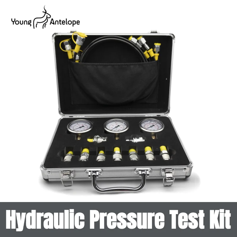 

Excavator Hydraulic Test Gauge Set Hydraulic Pressure Test Kit with Carrying Case for Tractors Machinery ith Gauges and Coupling