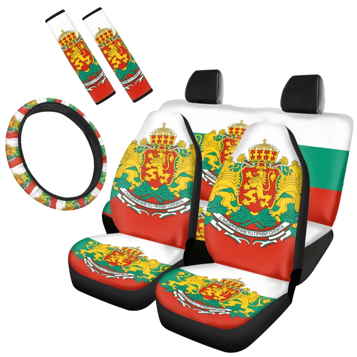 New Arrivals Bulgarian Flag Patriotic Pattern Car Accessory Luxury Design Soft SeatBelt Steering Wheel Covers Easy Clean Install