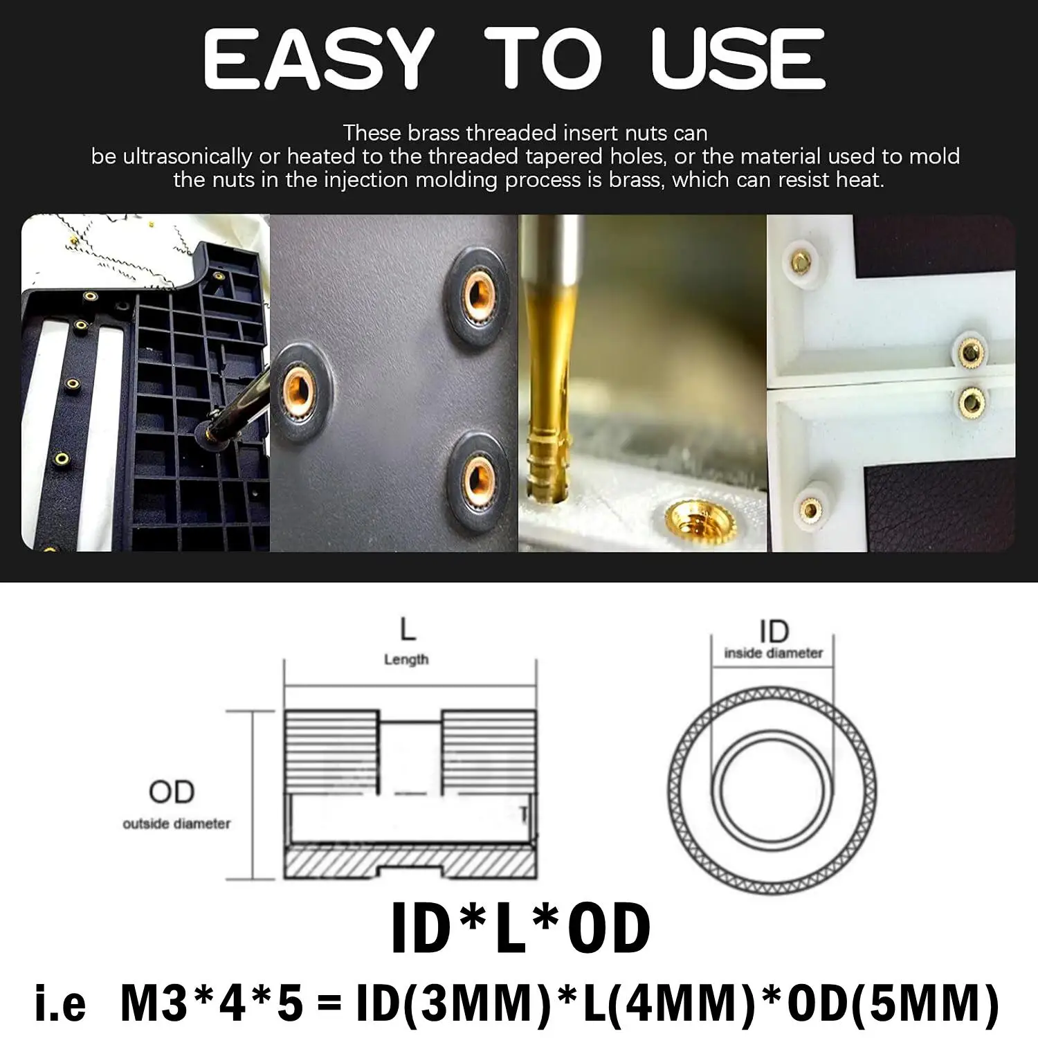 M2 M2.5 M3 M4 M5 M6 Brass Heat Insert Nut Hot Melt Nutinsert Thread Knurled Double Twill Embedment Nuts 3D Printer Accessories